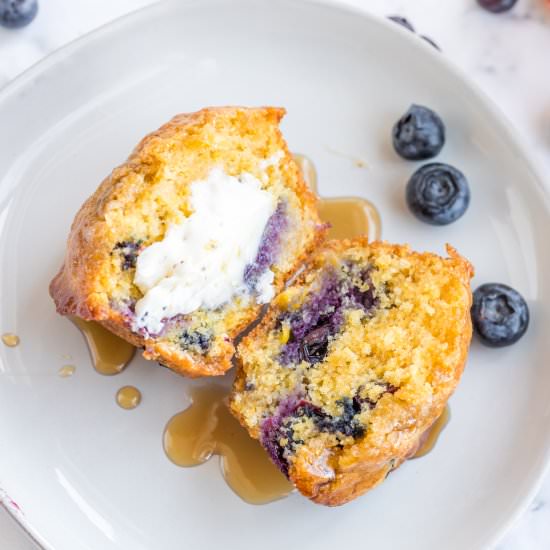 BLUEBERRY HONEY CORNBREAD MUFFINS