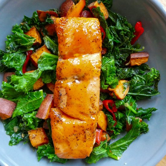 Sweet & Sour Salmon with Kale Salad