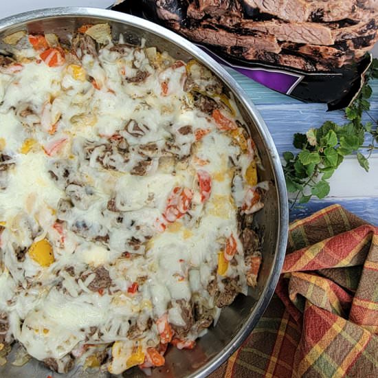 One Pan Low Carb Cheesesteak Steak