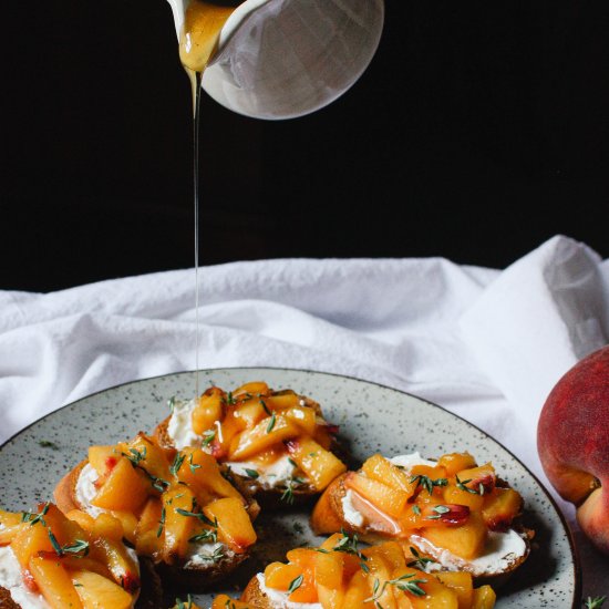 Honey + Thyme Peach Crostini