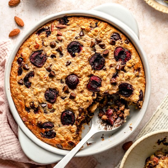 Tahini Cherry Baked Oatmeal