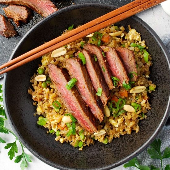 Asian Flank Steak with Fried Rice