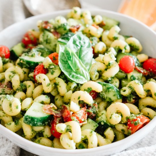 Mean Green Pesto Pasta Salad