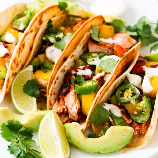 Salmon Tacos with Mango Salsa