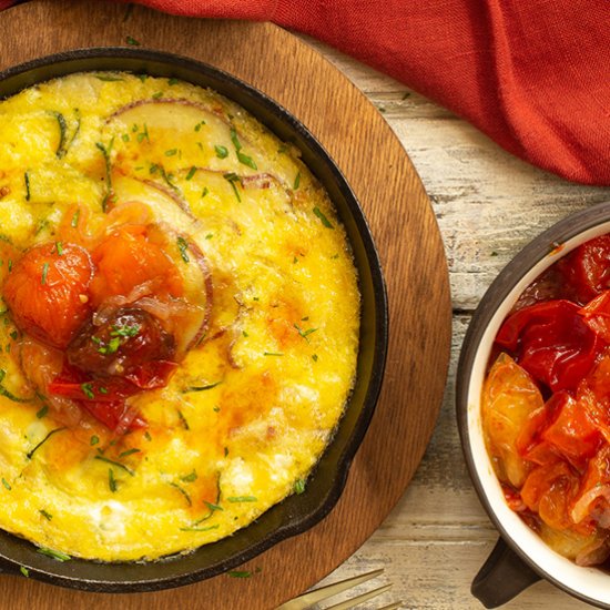 Zucchini Frittata with Tomato Jam