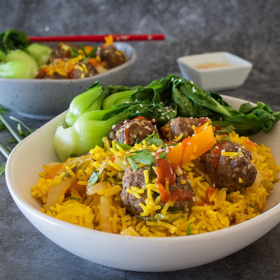 Firecracker Rice Bowl with Meatball