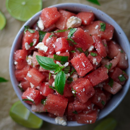 Watermelon Basil Salad with Feta