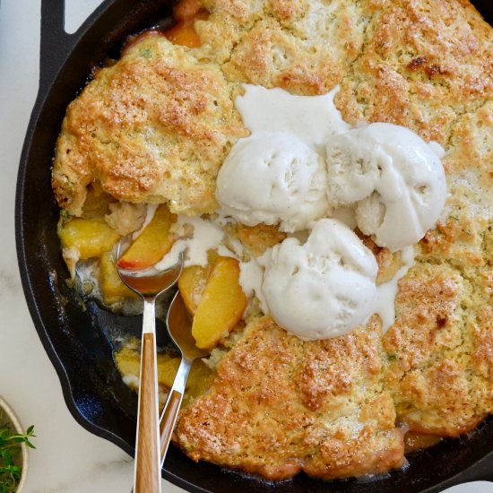 Peach Cobbler + Buttermilk Biscuits