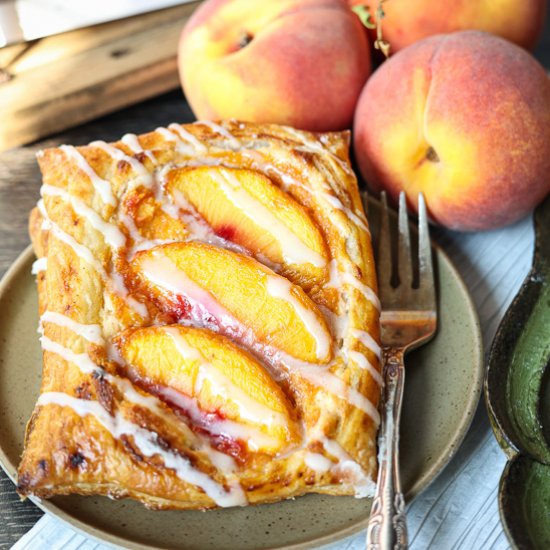 Whipped Honey Feta Peach Danishes