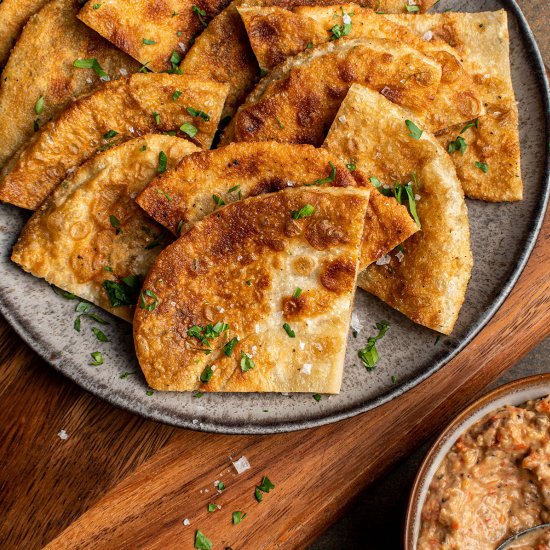 Za’atar pancakes with eggplant dip