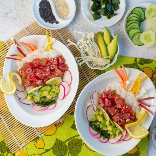 Poke bowl w summer veggies