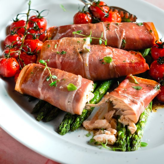 Oven Baked Salmon in Parma Ham