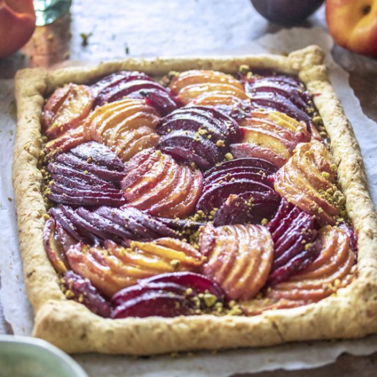 Nectarine and Plum Pistachio Galett