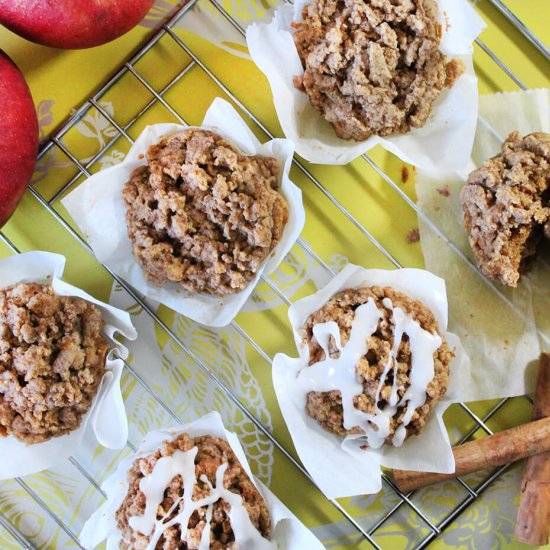 Glazed apple crumb muffins