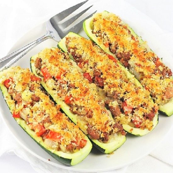 sausage-stuffed zucchini boats