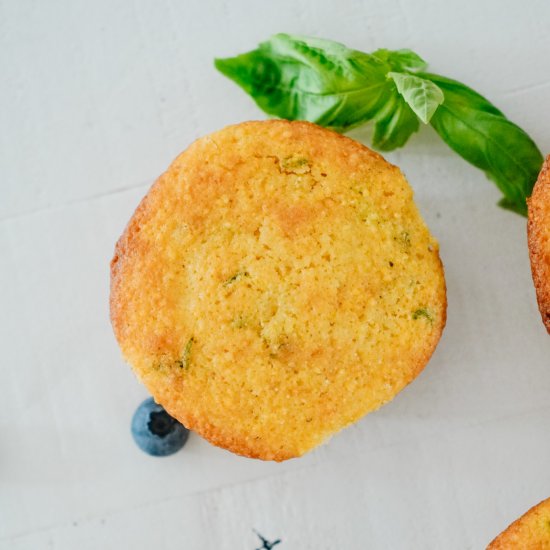 Blueberry Basil Cornmeal Muffins