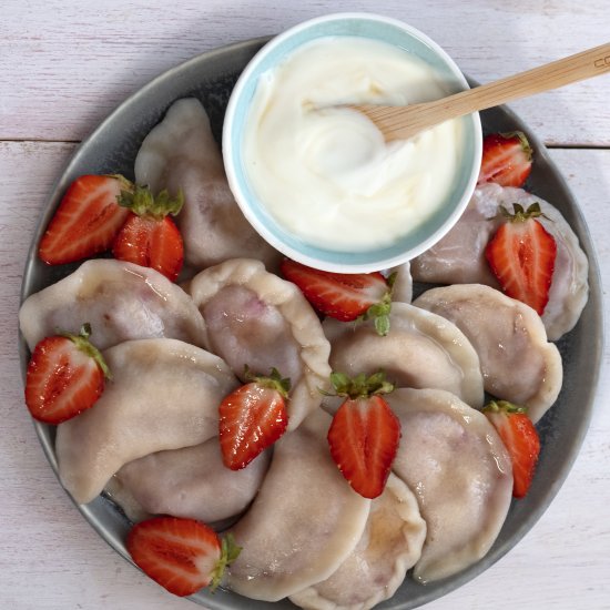 GF vegan sweet strawberry dumplings