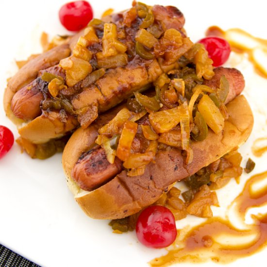 Pineapple Bacon Wrapped Hot Dog