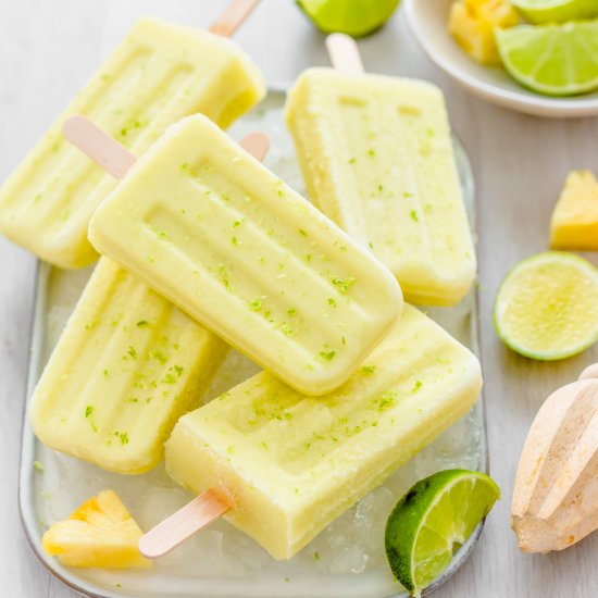 Pineapple, Lime & Coconut Popsicles