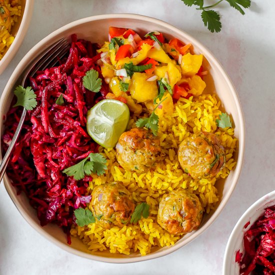 Masala Chicken Meatball Bowls