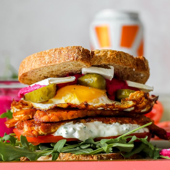 Tempeh BLT with Beet Pesto