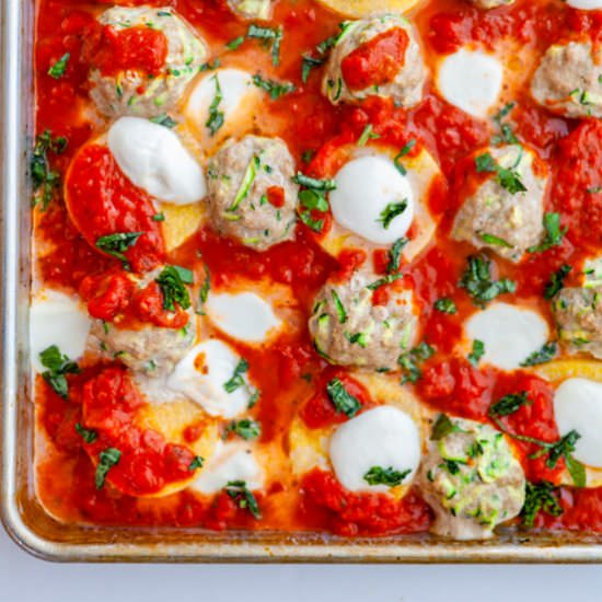 Baked Turkey Meatballs & Polenta