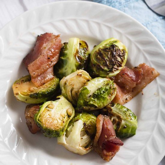 Air Fryer Brussels Sprouts w/Bacon