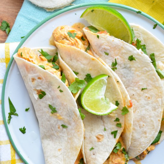 Slow Cooker Queso Chicken Tacos