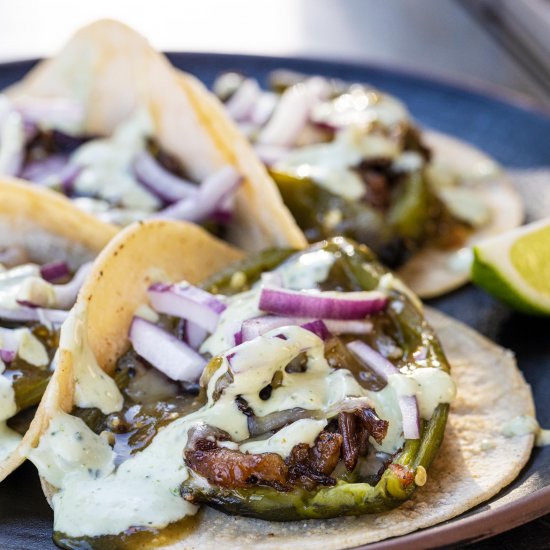 Chile Relleno Shredded Beef Tacos