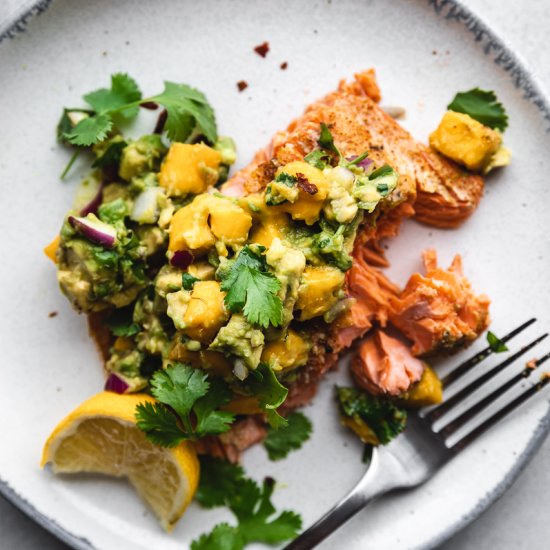 Baked Salmon with Avocado Salsa