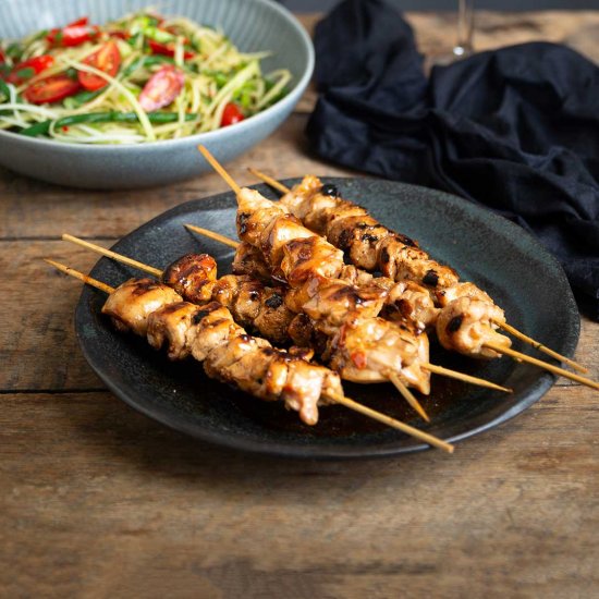 Spicy chicken skewers