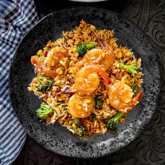 Indian Curry Shrimp Fried Rice