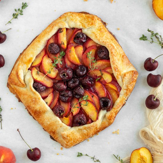 Rustic Peach and Cherry Galette