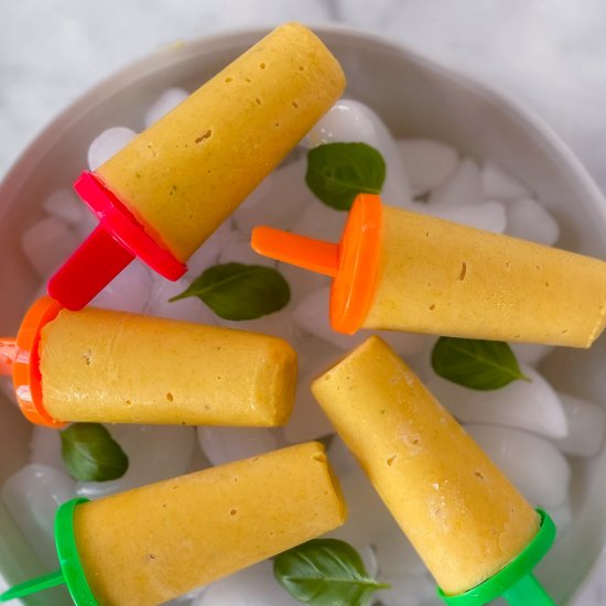 Creamy Mango Basil Popsicles