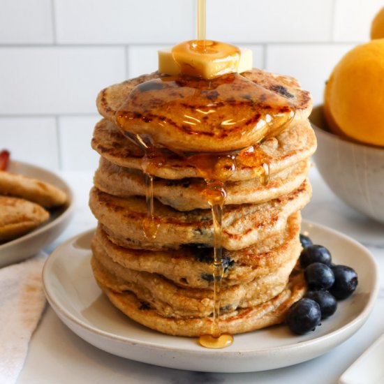 Blueberry Lemon Blender Pancakes