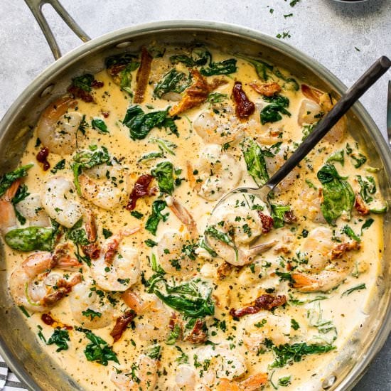 Creamy Garlic Tuscan Shrimp