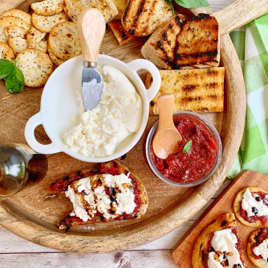 Strawberry Basil Jam Burrata Toast