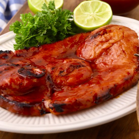 Grilled Ham Steak and Apricot Glaze