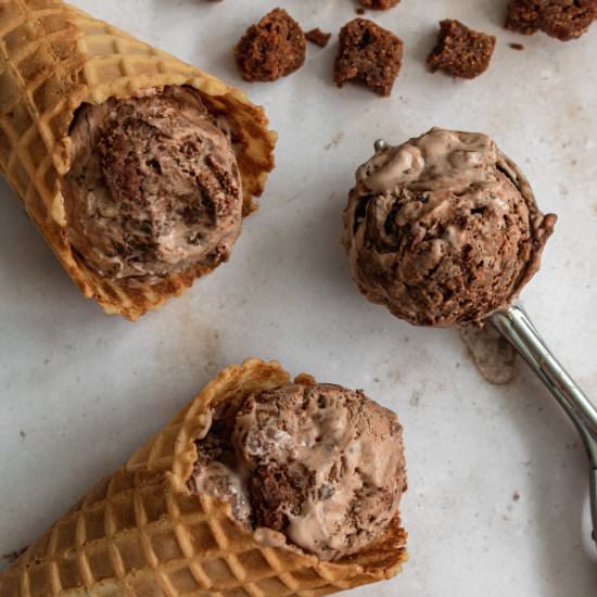 No-Churn Brownie Fudge Ice Cream