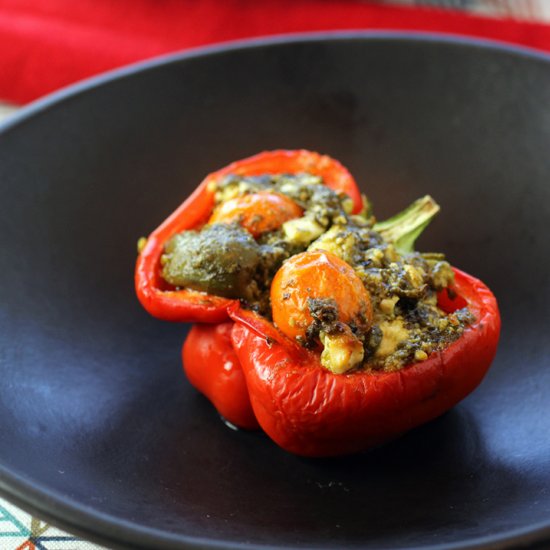 Feta-pesto stuffed peppers