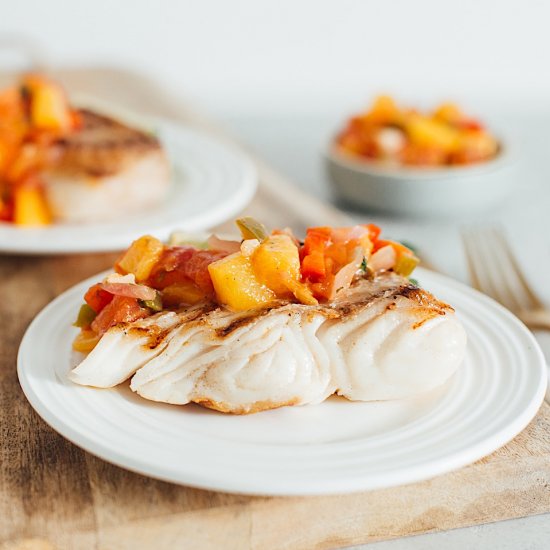 Grilled Halibut with Peach Salsa