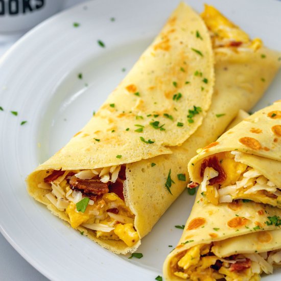 Bacon, Egg, and Cheese Crepes