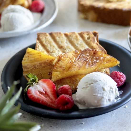 Grilled Pineapple Over Pound Cake