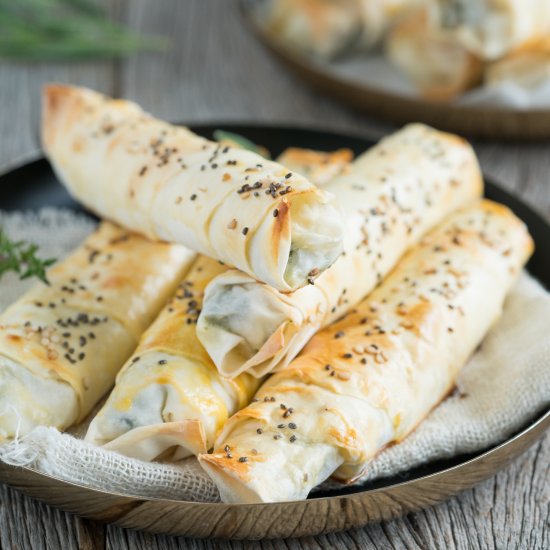 Turkish Borek with Spinach & Cheese