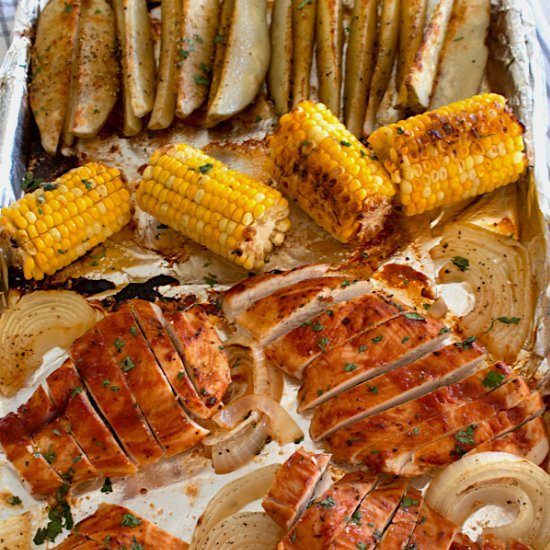 BBQ Chicken Sheet Pan Dinner