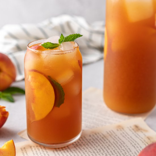 Homemade peach iced tea