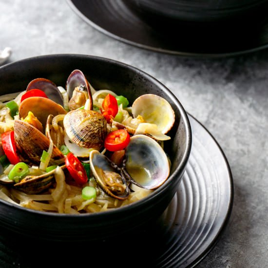 Garlic Clam Miso Noodle Soup