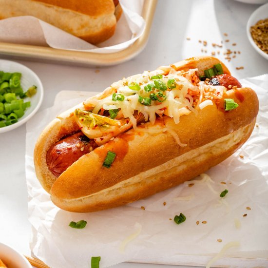 Korean Kimchi Cheese Dogs