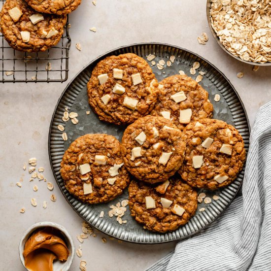 Biscoff White Choc Oatmeal Cookies