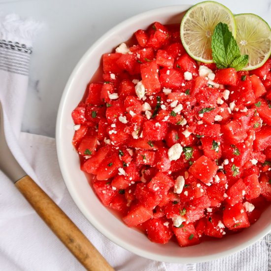 watermelon mint feta salad